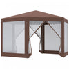 Outsunny 13' X 11' Hexagonal Party Tent With Nettings Brown