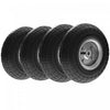 Outsunny Set of 4 Pneumatic Dolly Wheels, 10" Wheels for Cart with 3.5" Axle Bore Hole Bearings, for Barn Carts, Hose Carts, Garden Carts, Sack Trucks, Black