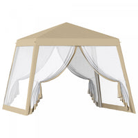 Outsunny 10x10ft Party Tent Canopy With Netting, Sun Shade Shelter, Khaki