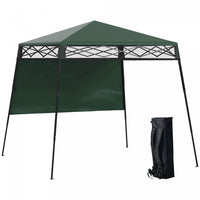 Outsuuny Retractable Awning With Angled Legs, Green And Black