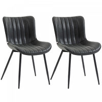 HOMCOM Dining Chairs Set of 2, Upholstered Kitchen Chairs with Backrest