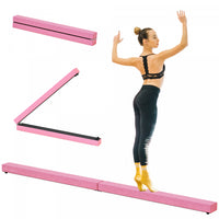 Soozier 7FT Folding Balance Beam, Gymnastics Beam with Suede Surface, Pink