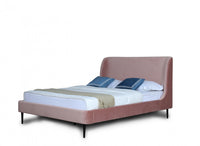 Heather Mid-Century Modern Velvet Upholstered Queen Bed in Blush and Black 