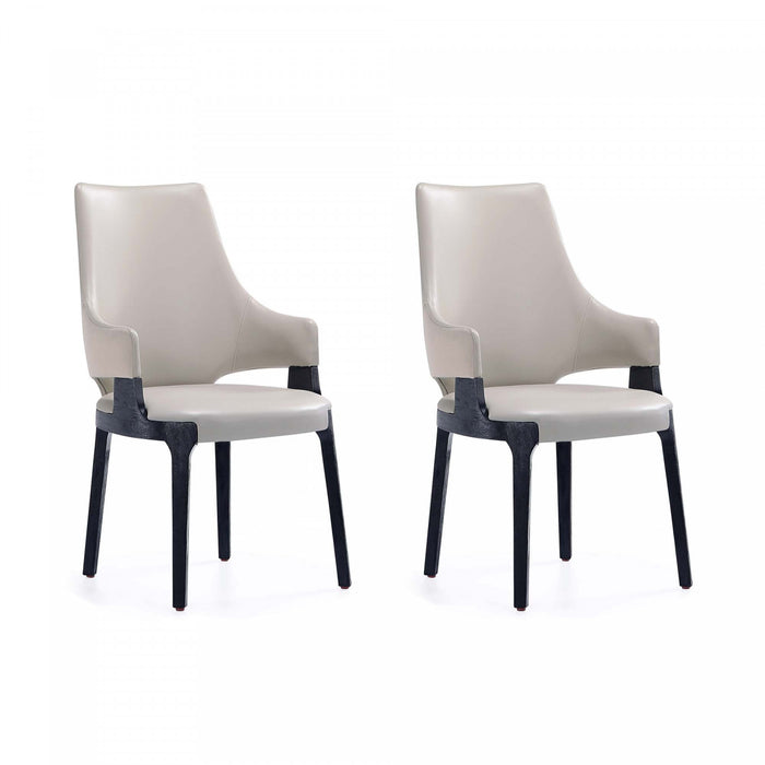 Kara Modern Wood Upholstered Dining Chair in Light Gray - Set of 2