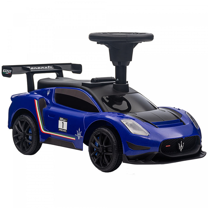 Qaba Maserati Gt2 Licensed Sit To Stand Baby Car, Ride On Toy For Toddlers, Kids Sliding Car Style With Under Seat Storage, Led Headlights Music Mp3, For 18-60 Months, Blue