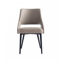 Tremont Modern Metal Vegan Leather Dining Chair in Taupe 