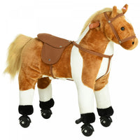 Qaba Kids Rocking Horse, Large Walking Ride On Toy For Toddlers 3 Year Old, Baby Plush Animal Rocker