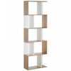 HOMCOM Geometric Bookcase, 5-Tier S Shaped Bookshelf, Natural and White