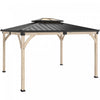 Outsunny 12' x 14' Hardtop Wood Gazebo Canopy, Double Roof Outdoor Gazebo