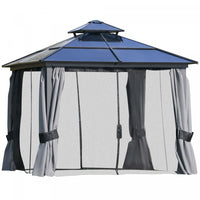 Outsunny 10' X 10' Hardtop Gazebo Canopy With Polycarbonate Double Roof, Aluminum Frame, Permanent P