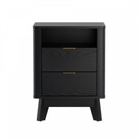 Orlen Mid-Century Modern 2-Drawer Multi-Purpose Nightstand & End Table in Black 