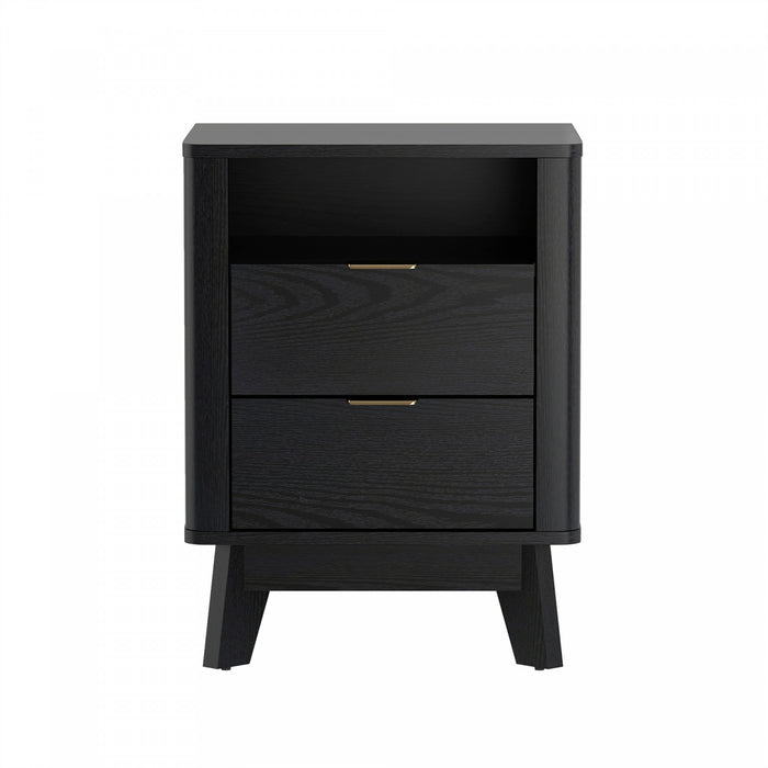 Orlen Mid-Century Modern 2-Drawer Multi-Purpose Nightstand & End Table in Black