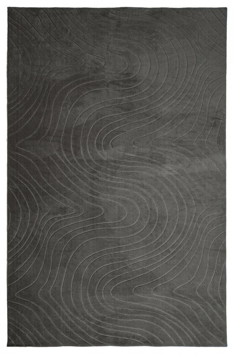 Somos Contemporary Charcoal Washable Rug 8'0\" x 10'0\" Indoor Area Rug
