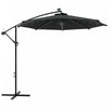 Outsunny 10ft Outdoor Cantilever Umbrella With Solar Lights Black