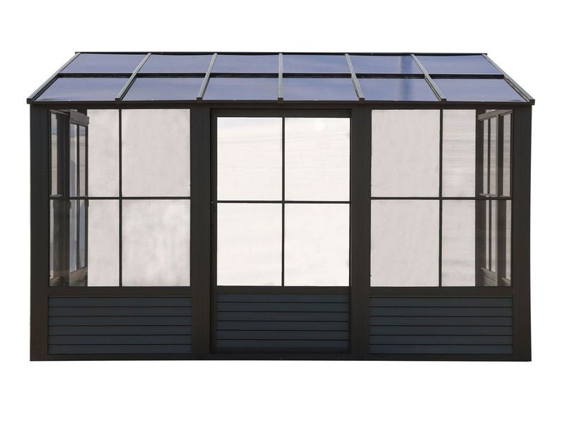 Florence - Wall Mounted Solarium 8x12 Polycarbonate Roof In Black