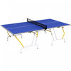 Soozier Full Size Ping Pong Table, Fold Into Quarters, Portable Table Tennis Table With Net, Paddles, Balls, Mdf, Blue