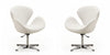 Raspberry Modern Upholstered Swivel Lounge Chair in White - Set of 2 Accent Chair