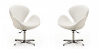 Raspberry Modern Upholstered Swivel Lounge Chair in White - Set of 2 Accent Chair