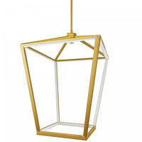 Dainolite Cage LED Pendant 64w Aged Brass Finish White Diffuser Lamp