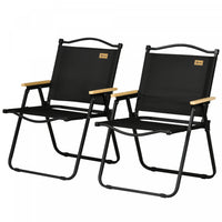 Outsunny Set of 2 Folding Camping Chair, Portable Armchairs, Black