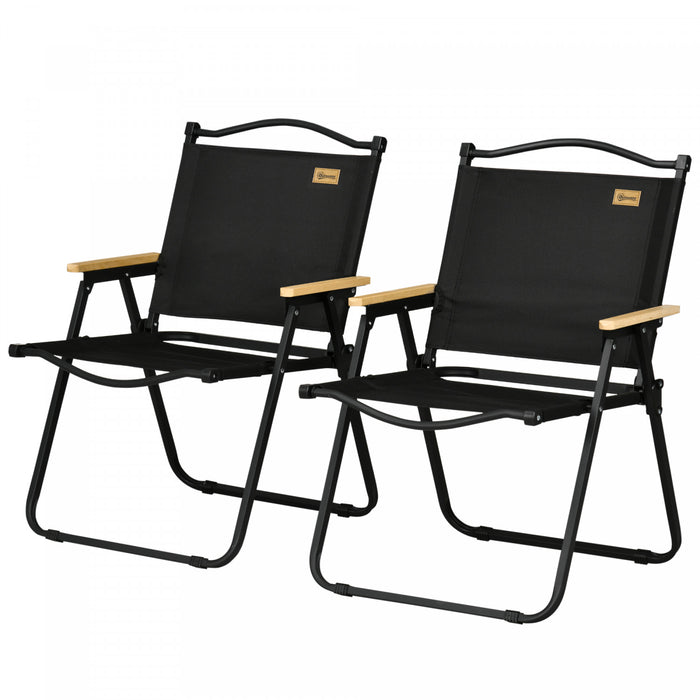 Outsunny Set of 2 Folding Camping Chair, Portable Armchairs, Black