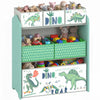 Qaba Kids Storage Organizer with 6 Storage Bins, 3-Tier Children's Storage Shelf for Bedroom, Kids Room, Large Organizer Rack for Toys and Books, Green