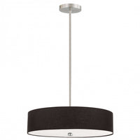 Dainolite Everly 4 Light Pendant Satin Chrome Finish Black Shade Lamp