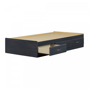Ulysses Mate's Platform Storage Bed With 3 Drawers - Blueberry 