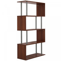 HOMCOM Storage Display Unit Bookshelf Bookcase Dividers Z Shaped Walnut