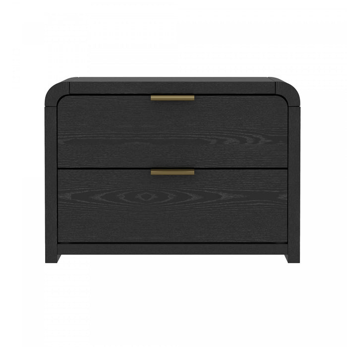 Grace Modern 28\" Nightstand in Black and Gold