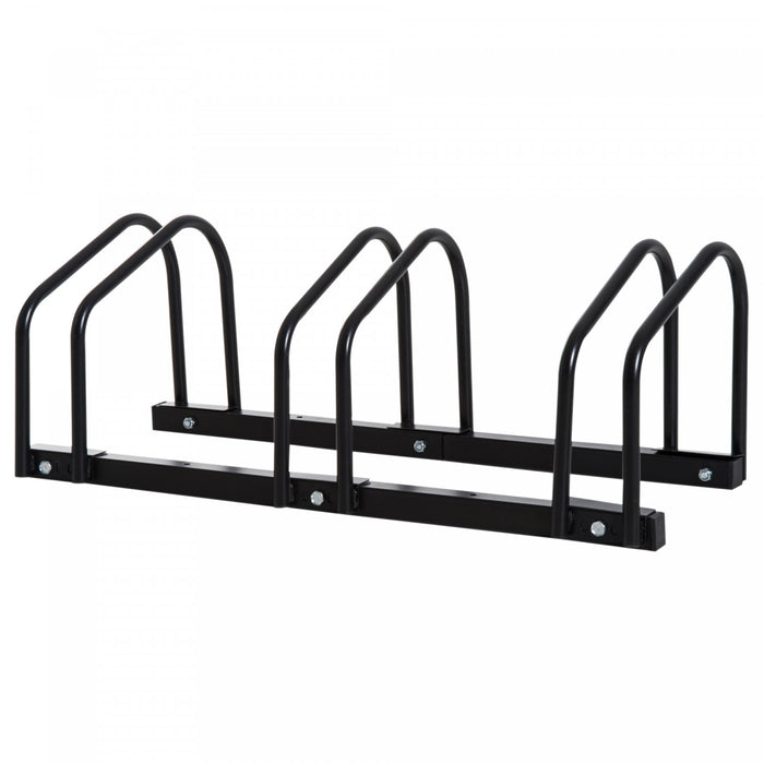 Soozier 3-bike Bicycle Floor Parking Rack Cycling Storage Stand Black
