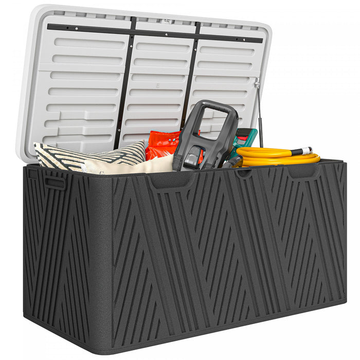 Outsunny 100 Gallon Outdoor Storage Box, Waterproof And Lockable Deck Box