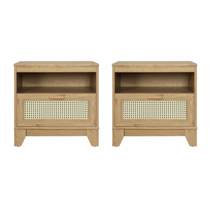 Sheridan Mid-Century Modern 22\" Nightstand in Natural (1-Drawer) - Set of 2