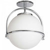 Dainolite Paola 1 Light Semi-flush Mount Polished Chrome White Opal Glass Lamp