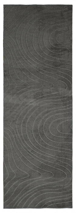 Somos Contemporary Charcoal Washable Rug 2'8\" x 8'0\" Indoor Area Rug