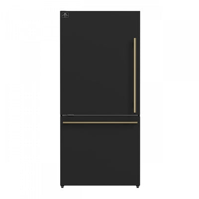 Forno Milano Espresso 31 Inch Bottom Freezer, Black, 17.2 cu.ft. - FFFFD1786-31BLK | Refrigerateur Milano Espresso de 31 po avec congelateur inferieur, noir, 17,2 pi³ – FFFFD1786-31BLK