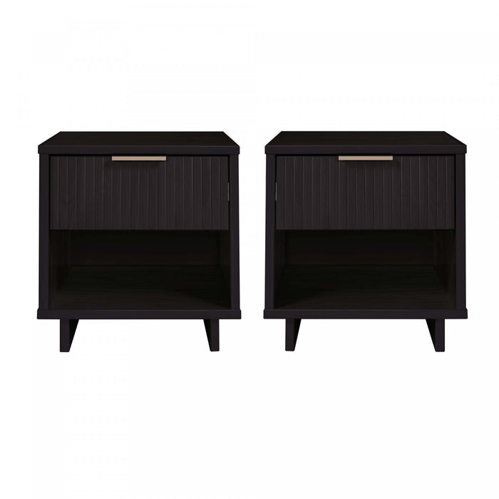 Granville Modern 18\" Nightstand in Black (1-Drawer) - Set of 2