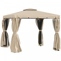 Outsunny 10' X 10' Outdoor Patio Gazebo Shelter Tent W/ Sidewalls, Khaki
