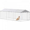 PawHut Outdoor Dog Kennel Dog Run with Waterproof, UV Resistant Cover for Small and Medium Sized Dogs, 6.6' x 6.6' x 4.9', Silver
