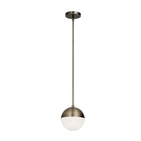 Dainolite Dayana 1 Light Pendant Antique Brass Finish White Glass Lamp