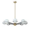 Dainolite Sofia 8 Light Chandelier Matte Black/Aged Brass White Opal Glass Lamp