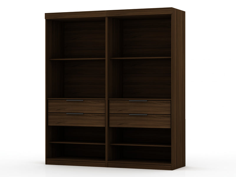 Mulberry Contemporary Modern 36\" Wardrobe Closet in Chestnut Brown - Set of 2