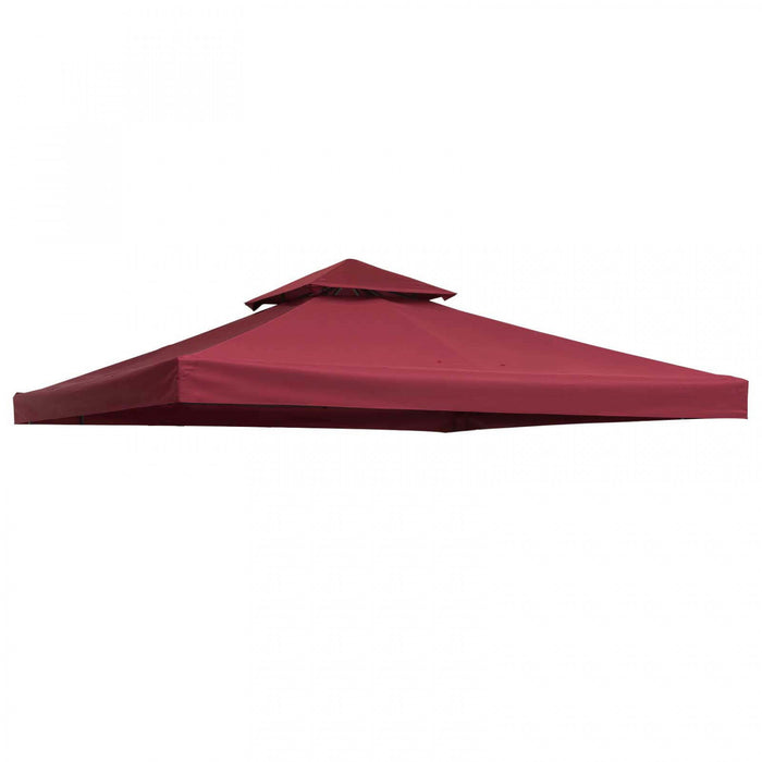 Outsunny 9.8' X 9.8' Square 2-tier Gazebo Replacement Canopy, Top Cover Outdoor Garden Sun Shade Shelter, Wine Red