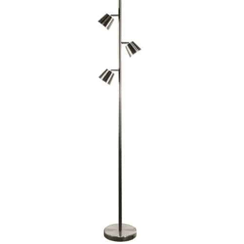 Dainolite Modern 3 Light LED Floor Lamp Satin Chrome Finish
