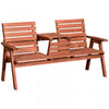 Outsunny 3-seater Outdoor Bench With Convertible Middle Table Orange