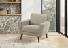 Upholstered Accent Chair, 34" Wide, Light Brown Fabric, Walnut Wood Legs, Mid-Century Accent Chair | Chaise D'Appoint Rembourre, 34"L, Tissu Marron Clair, Pieds En Bois De Noyer, Mid-Century