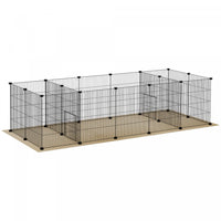Pawhut 18 Panels Small Animal Cage With Water-resistant Mat, Pet Playpen With Doors, Guinea Pig Cage