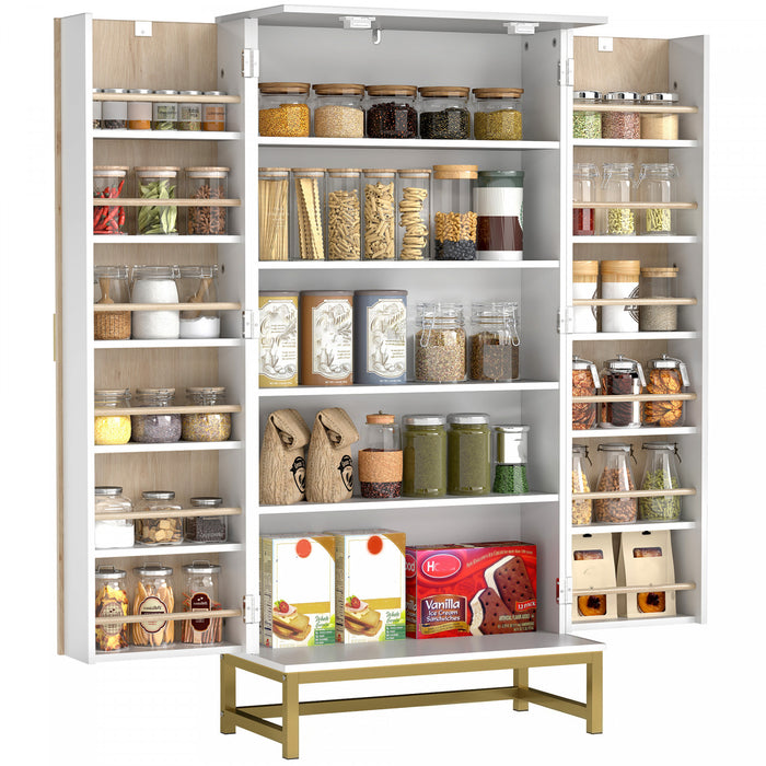 HOMCOM 47\" Kitchen Pantry Cabinet, Storage Cabinet with 12 Door Shelves