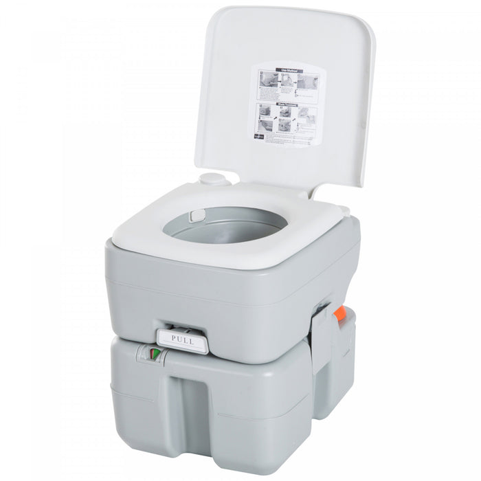 Homcom Outdoor Portable Travel Toilet Flushable Tank With Level Indicator