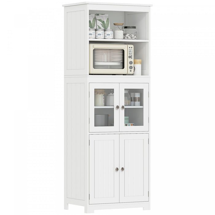 HOMCOM 63\" Freestanding Kitchen Pantry Food Storage Cabinet Shelves White